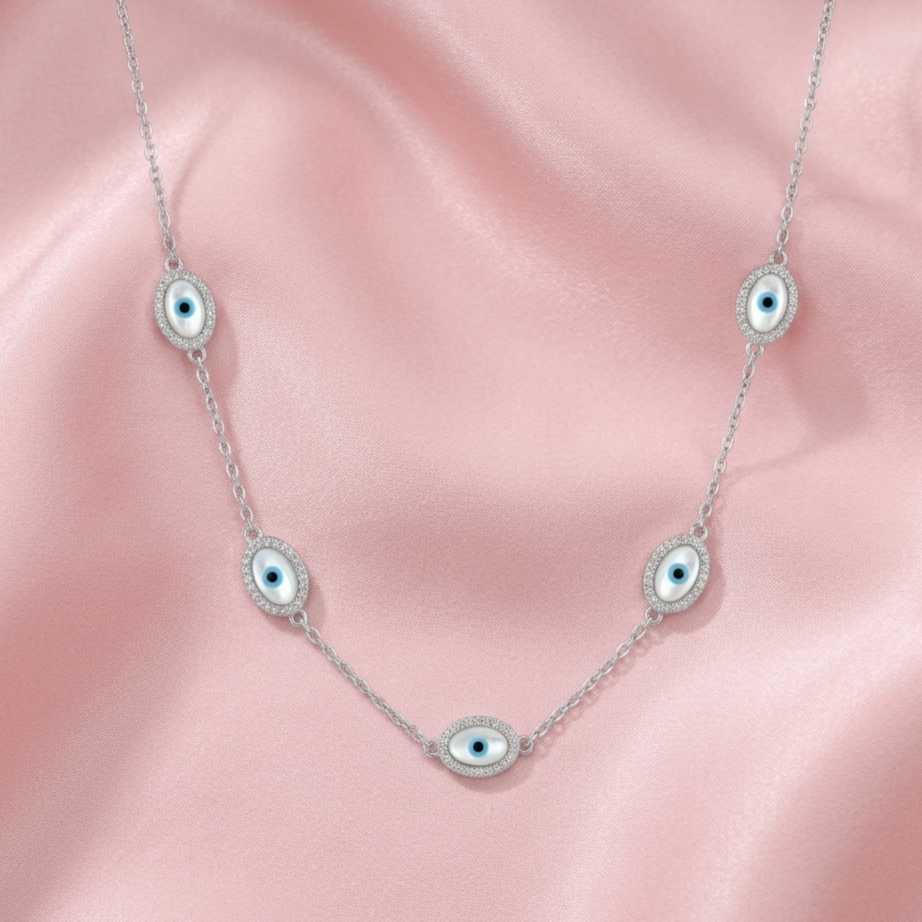 925 Sterling Silver Evil Eye Charm Necklace