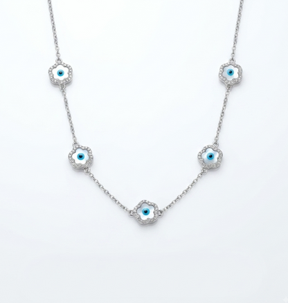 925 Sterling Silver Evil Eye Charm Necklace
