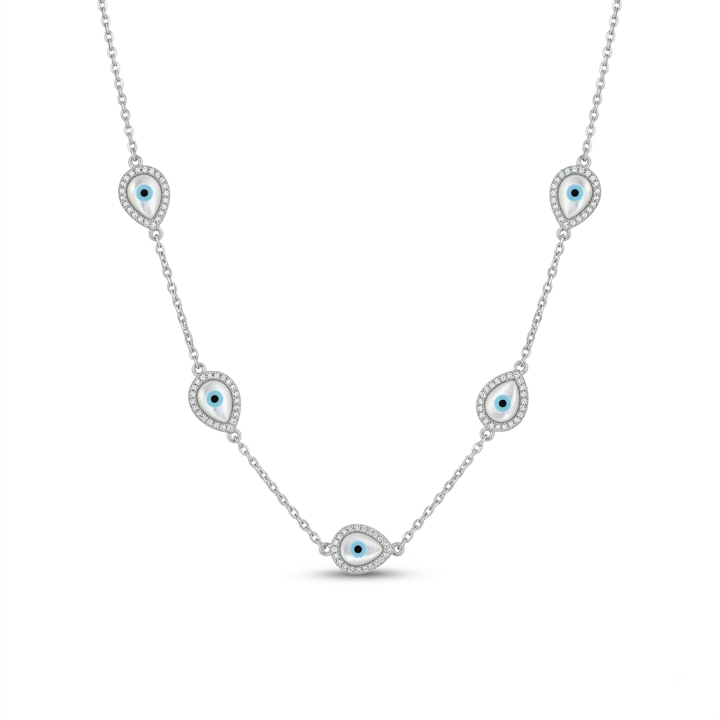 925 Sterling Silver Evil Eye Charm Necklace