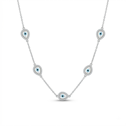 925 Sterling Silver Evil Eye Charm Necklace