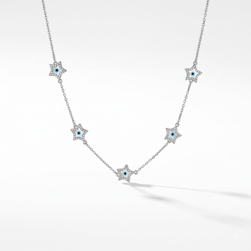 925 Sterling Silver Evil Eye Charm Necklace
