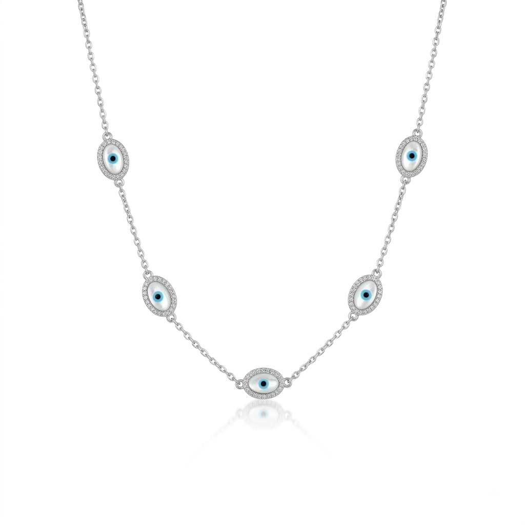 925 Sterling Silver Evil Eye Charm Necklace
