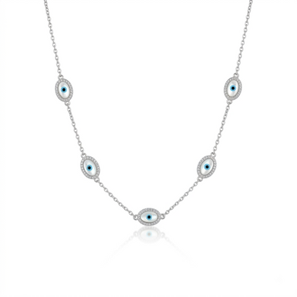 925 Sterling Silver Evil Eye Charm Necklace