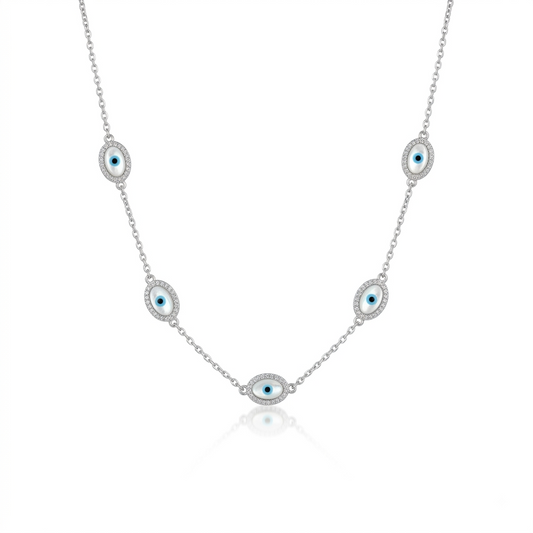 925 Sterling Silver Evil Eye Charm Necklace