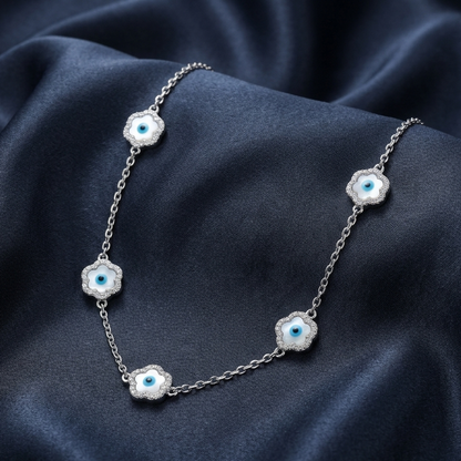 925 Sterling Silver Evil Eye Charm Necklace