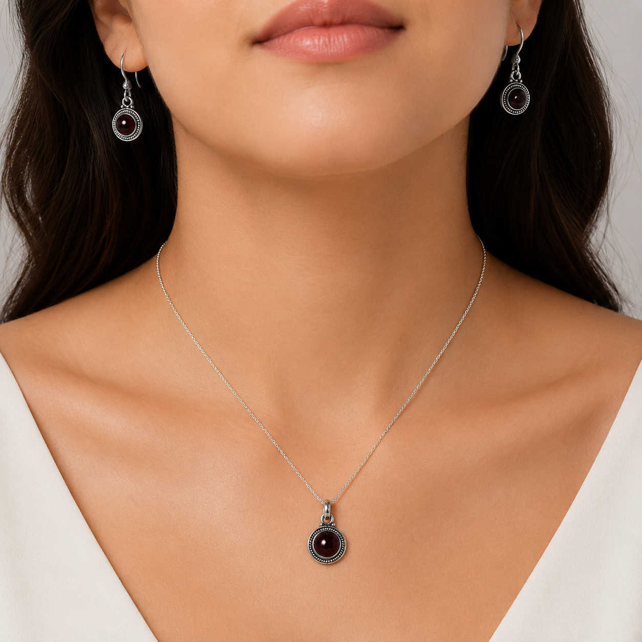 Garnet Pendant Set