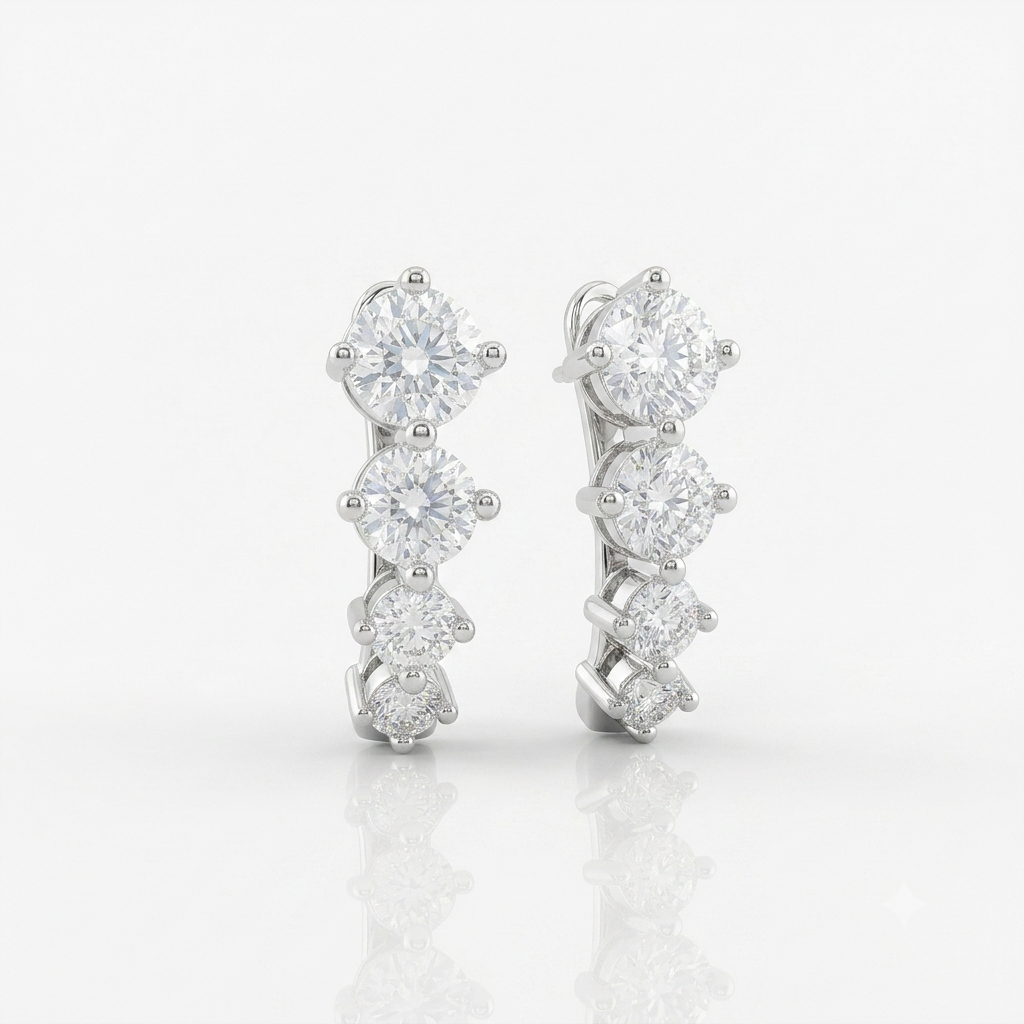 925 Silver Solitaire Hoop Earrings