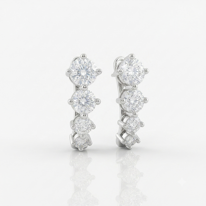 925 Silver Solitaire Hoop Earrings