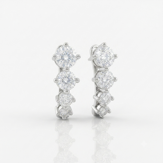 925 Silver Solitaire Hoop Earrings