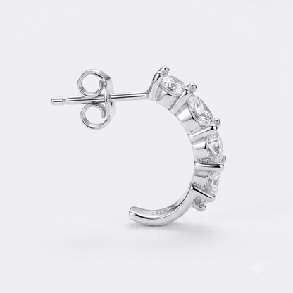 925 Silver Solitaire Hoop Earrings