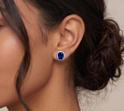 925 Sterling Silver Sapphire Studs