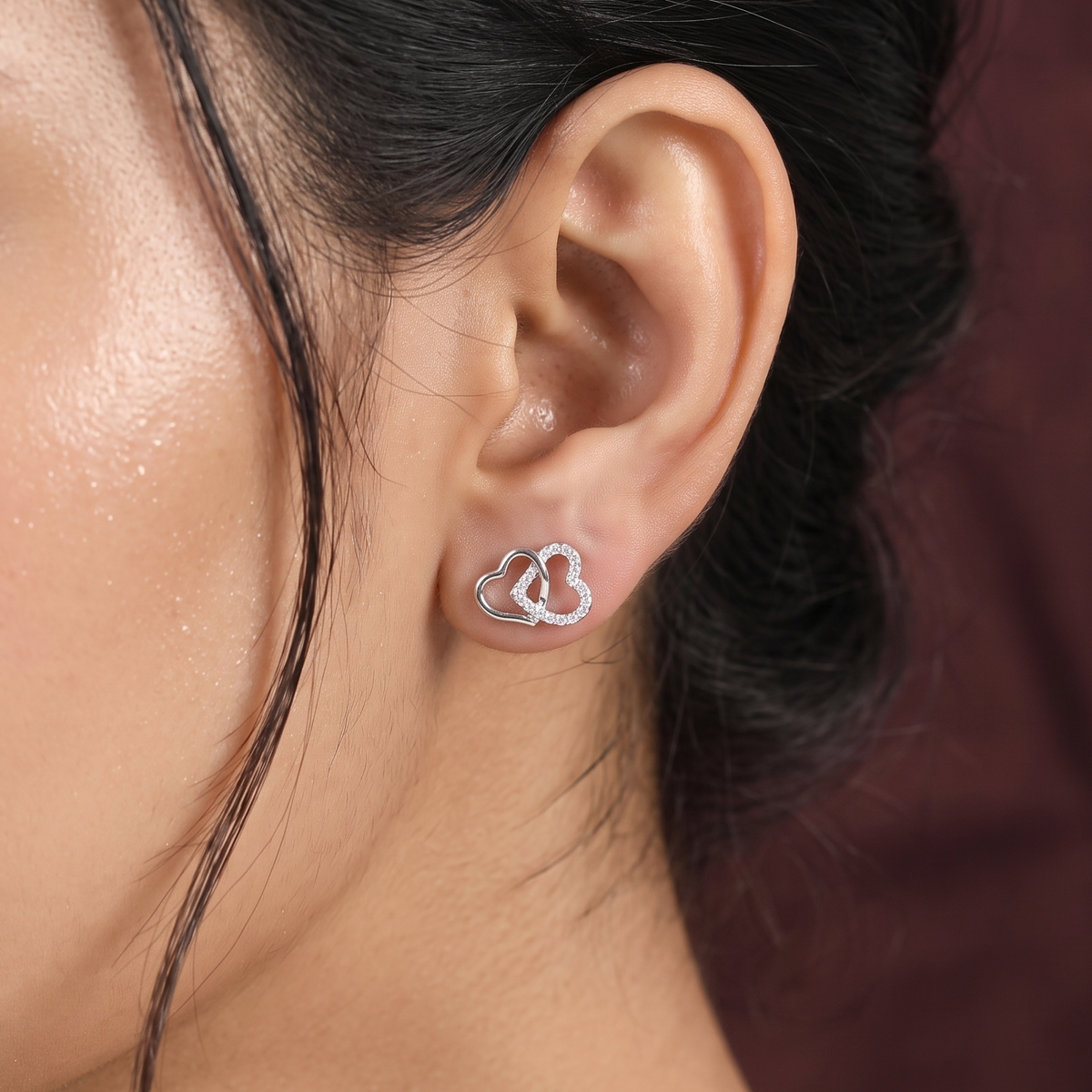 925 Interlock Heart Studs