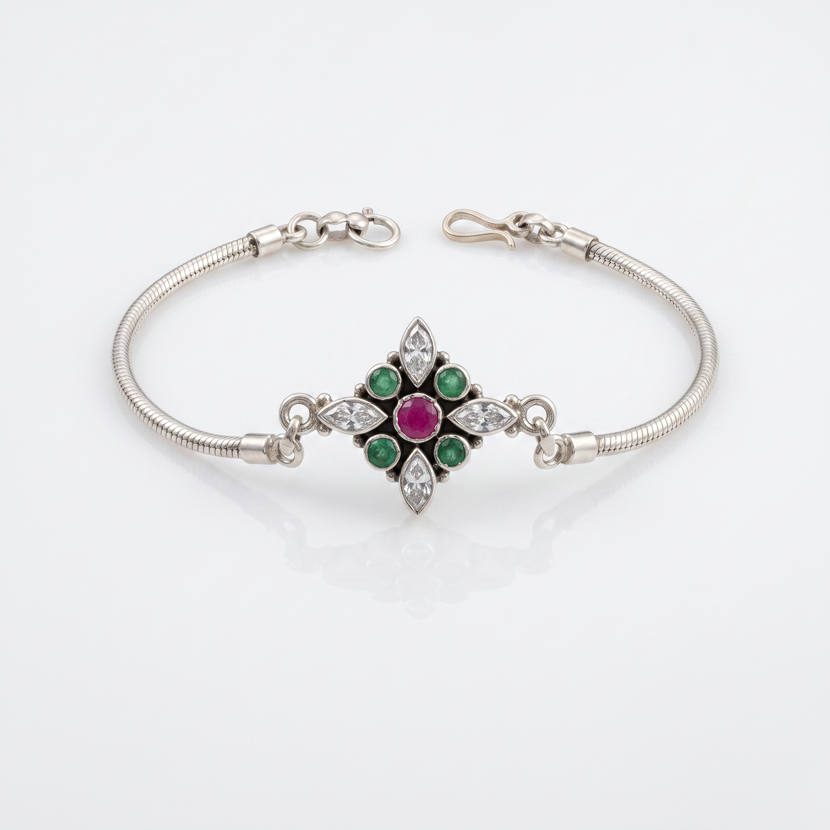 925 Silver Gemstone Medallion Bracelet