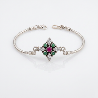 925 Silver Gemstone Medallion Bracelet