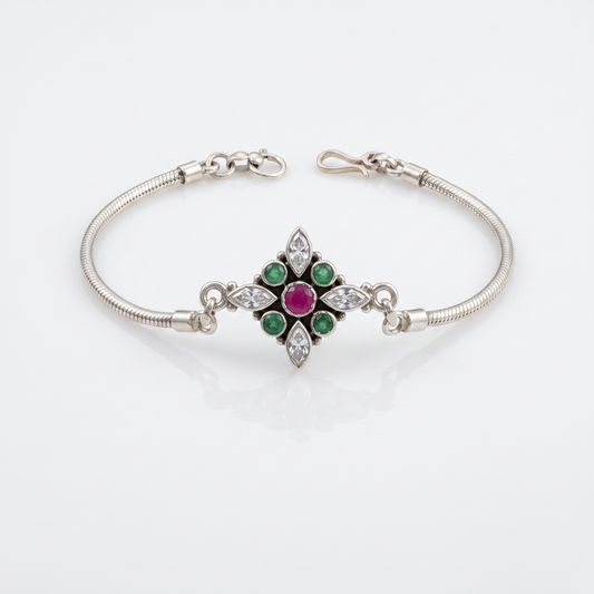 925 Silver Gemstone Medallion Bracelet