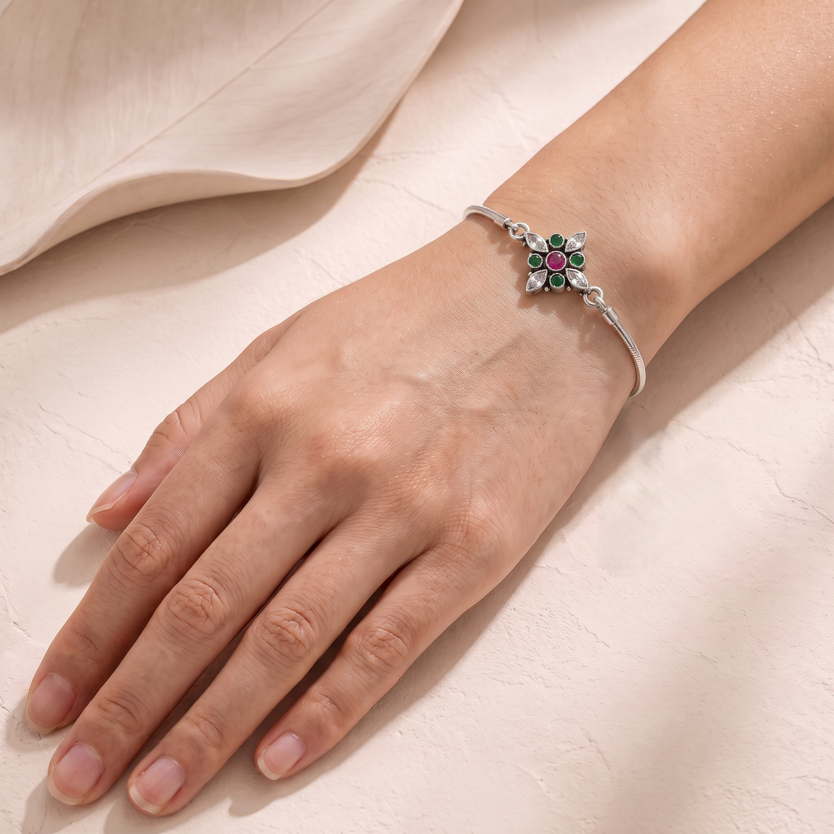 925 Silver Gemstone Medallion Bracelet