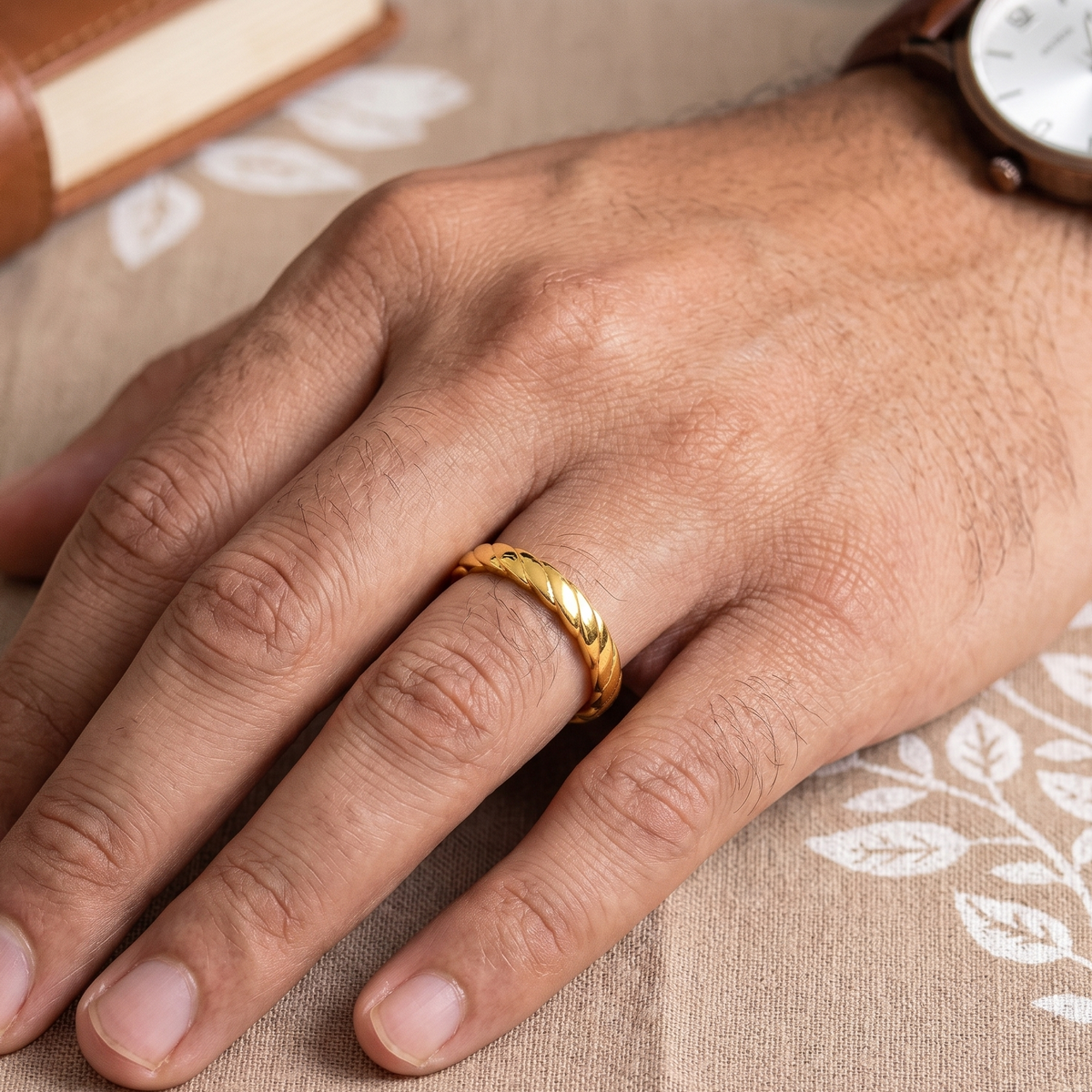 925 Silver Golden Rope Band Unisex