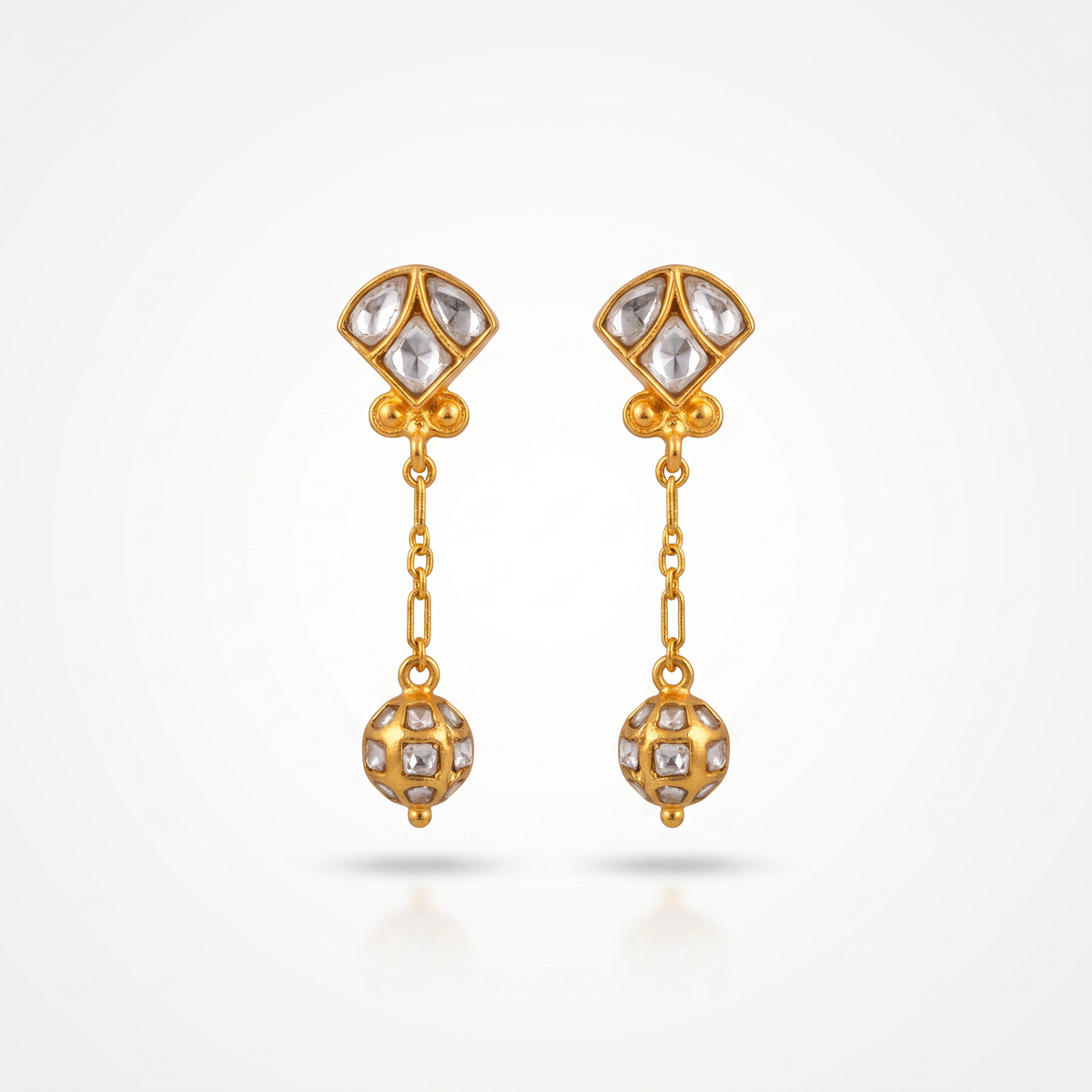 925 Silver Golden Globe Dangler Earring