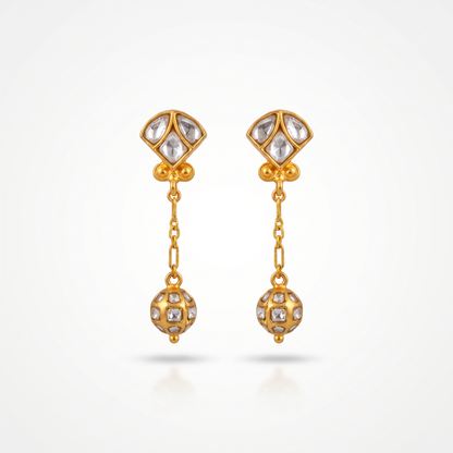 925 Silver Golden Globe Dangler Earring