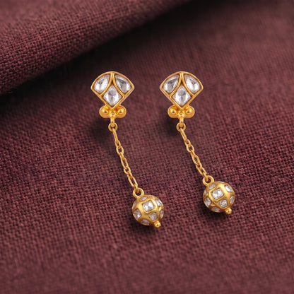 925 Silver Golden Globe Dangler Earring