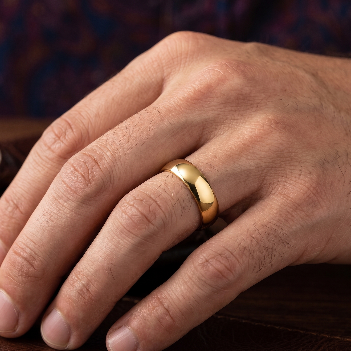 925 Silver Half Curv Gold Band Unisex