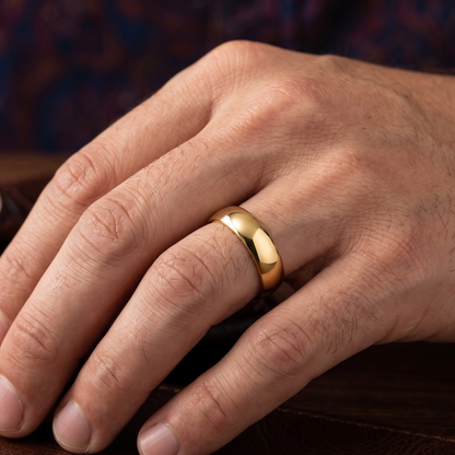 925 Silver Half Curv Gold Band Unisex