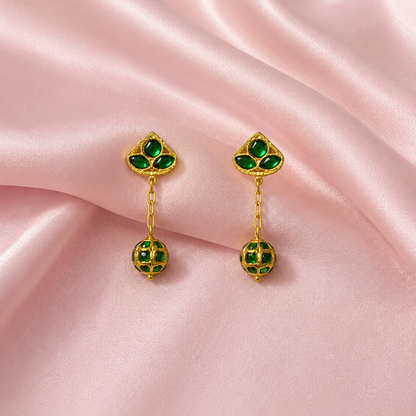 925 Silver Green Globe Dangler Earring