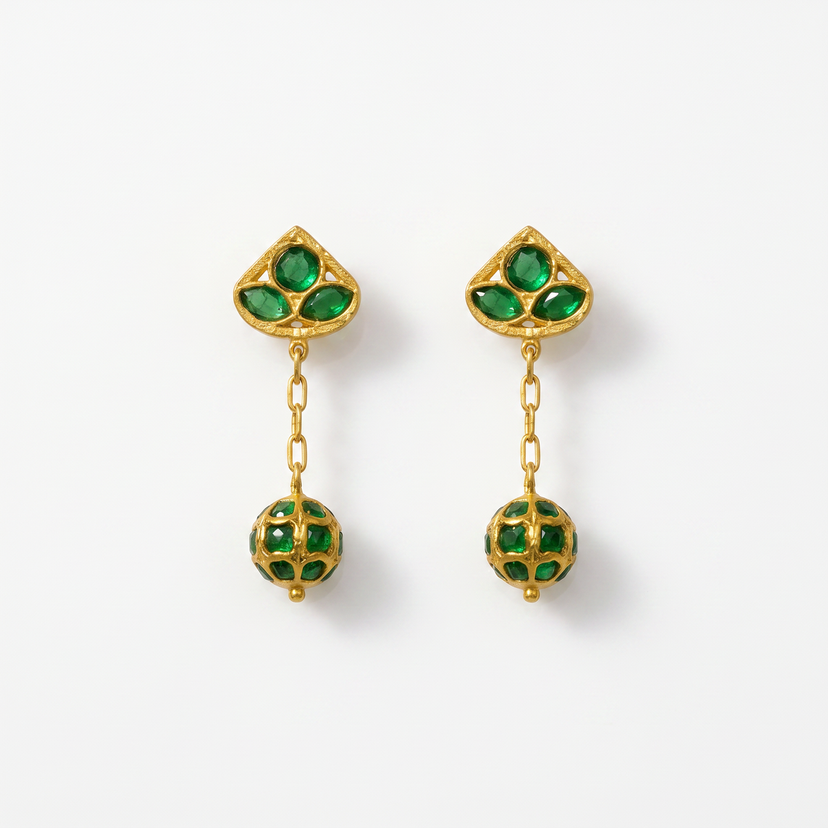 925 Silver Green Globe Dangler Earring