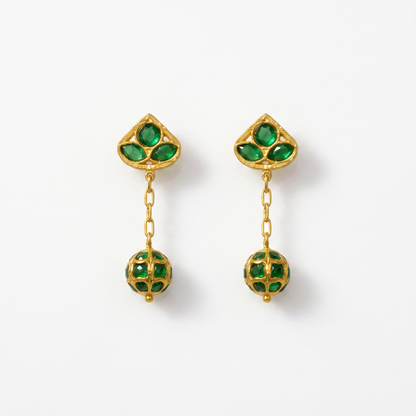925 Silver Green Globe Dangler Earring