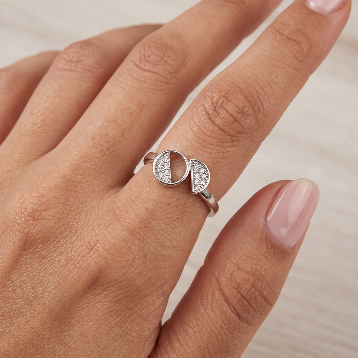 925 Silver Half Moon Ring for Women