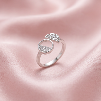 925 Silver Half Moon Ring for Women