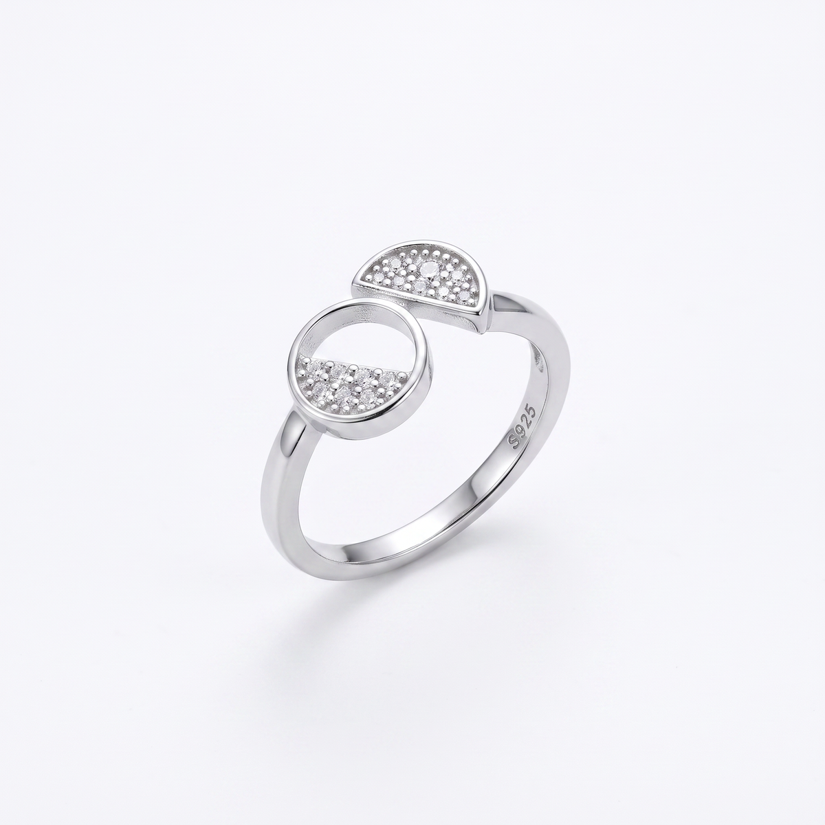 925 Silver Half Moon Ring for Women