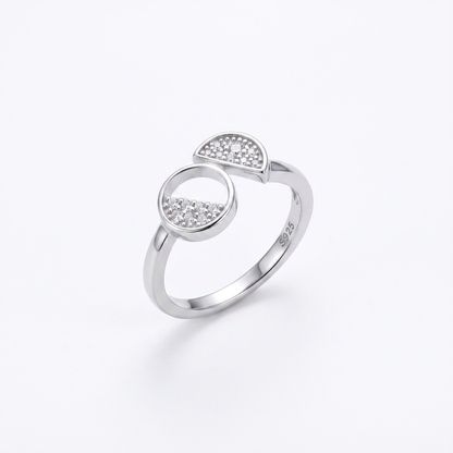 925 Silver Half Moon Ring for Women