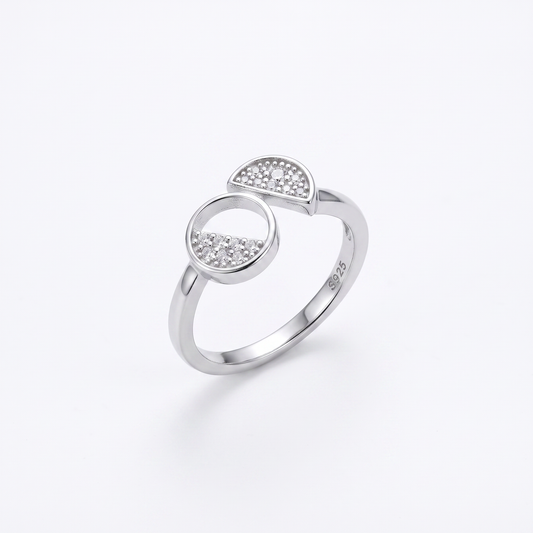 925 Silver Half Moon Ring for Women