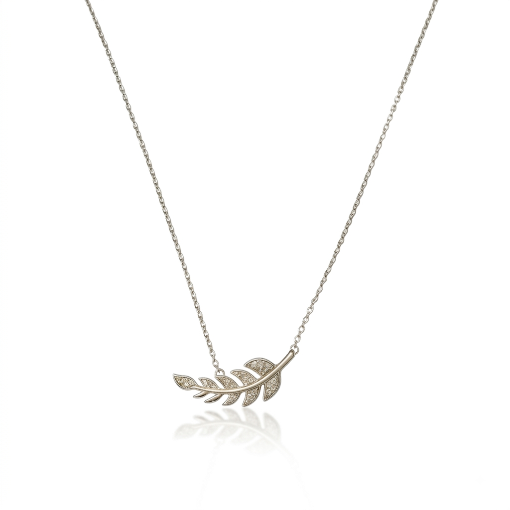 Silver Leaf Charm Pendant with Chain