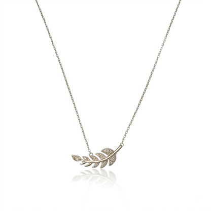 Silver Leaf Charm Pendant with Chain