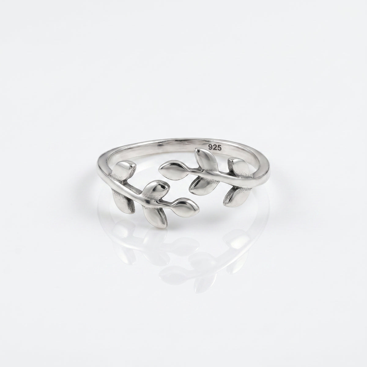 925 Silver Leaf Wrap Adjustable Ring