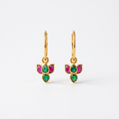 925 18K gold-plated lotus hoop earrings