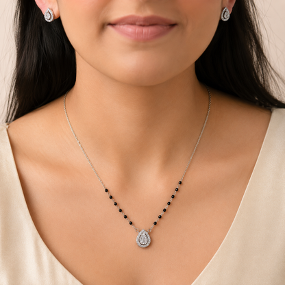 925 Silver TearDrop Mangalsutra Set