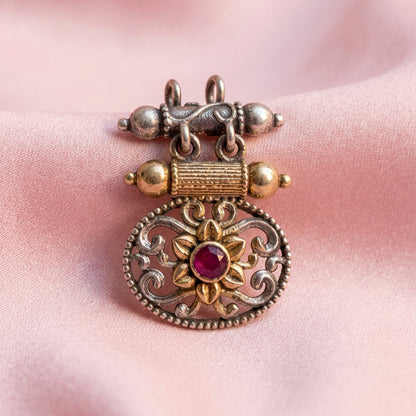 Dual Tone Maharaja Silver Brooch