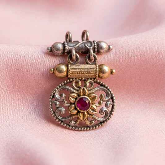 Dual Tone Maharaja Silver Brooch
