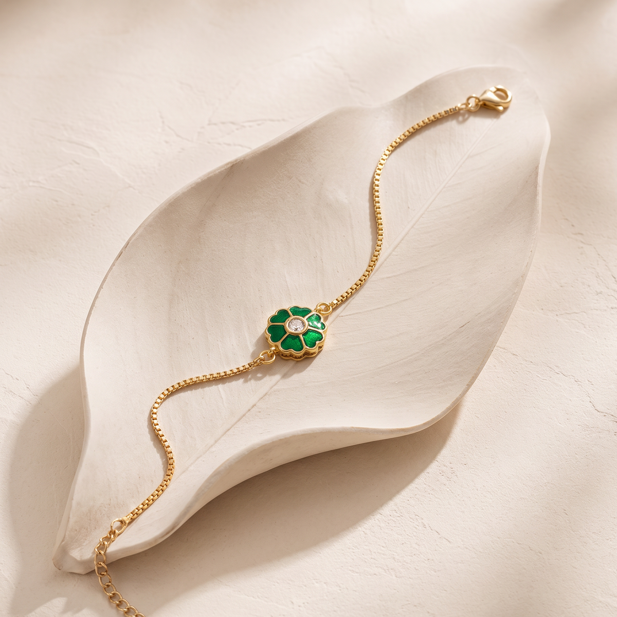 18k Gold-Plated Meenakari Clover Bracelet
