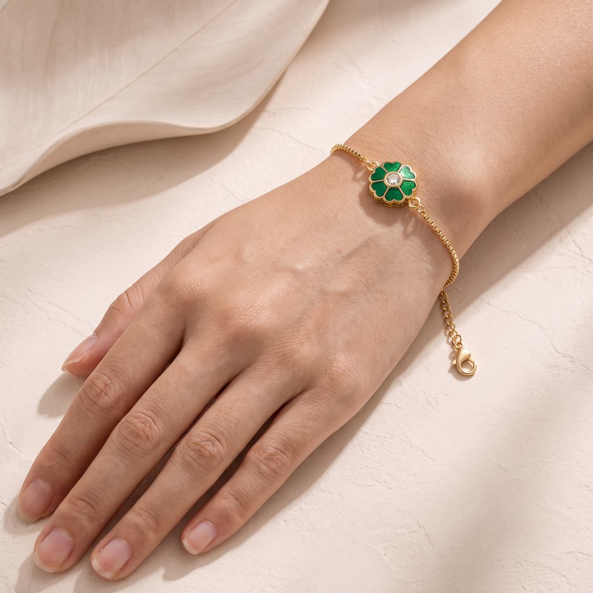 18k Gold-Plated Meenakari Clover Bracelet