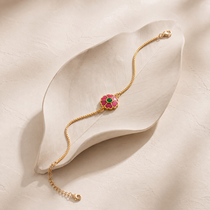 18k Gold-Plated Meenakari Clover Bracelet