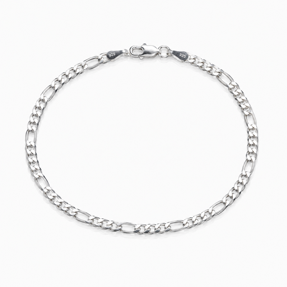 925 Sterling Silver Figaro Bracelet for Men