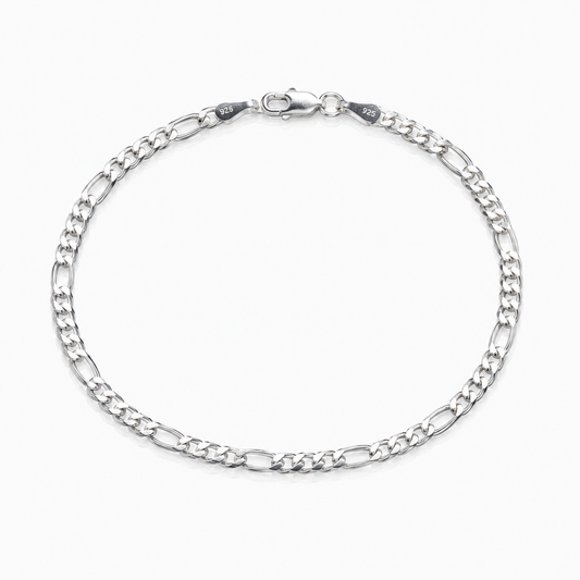 925 Sterling Silver Figaro Bracelet for Men