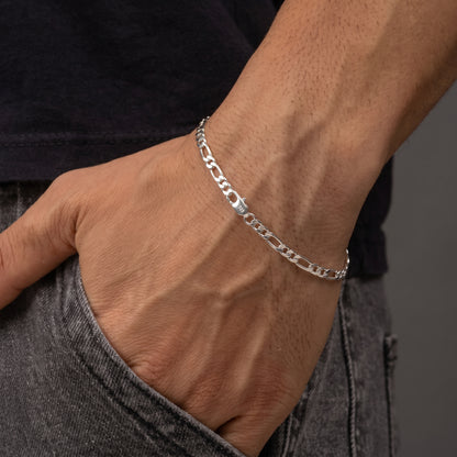 925 Sterling Silver Figaro Bracelet for Men