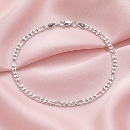 925 Sterling Silver Figaro Bracelet for Men