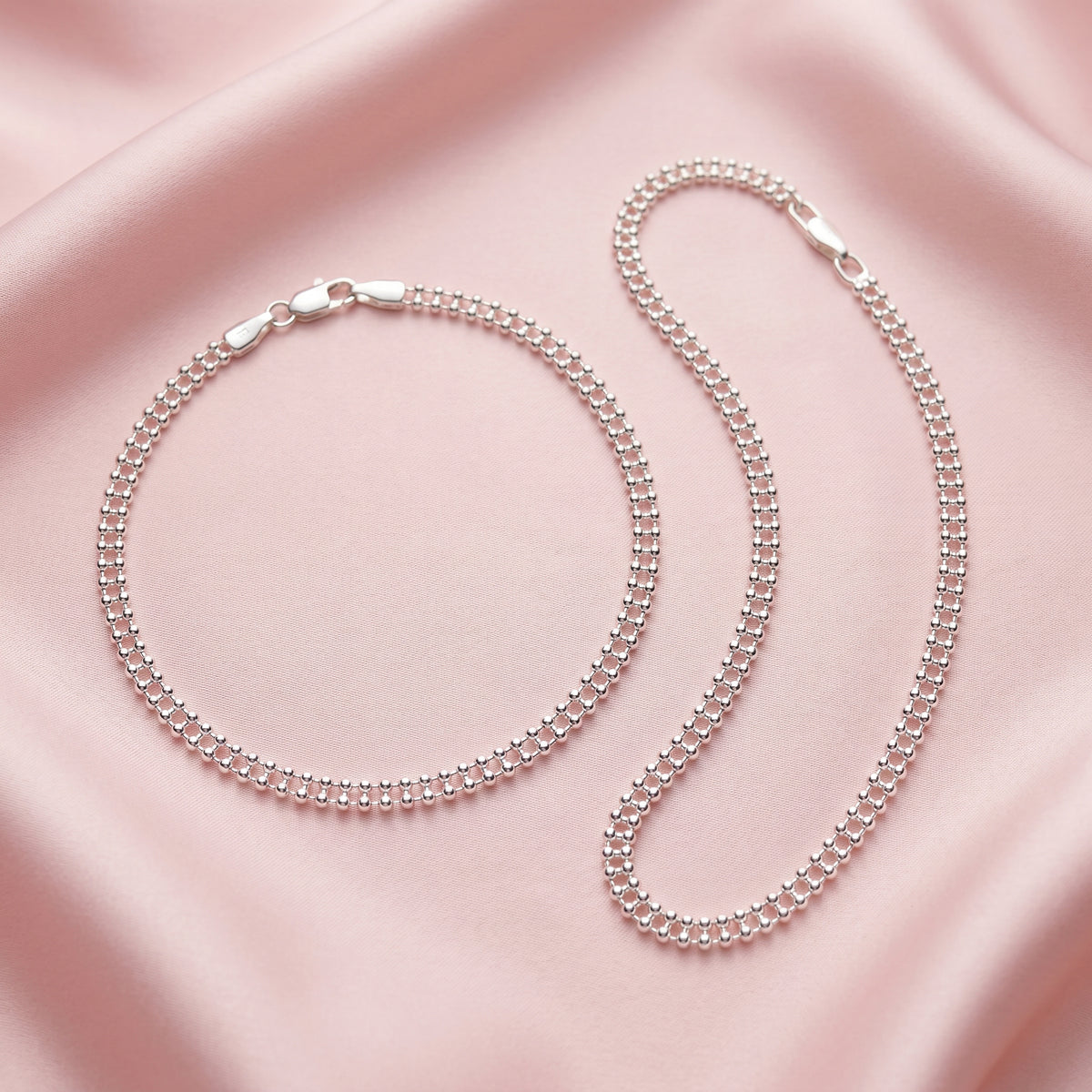 925 Silver Mogra Beads Anklet