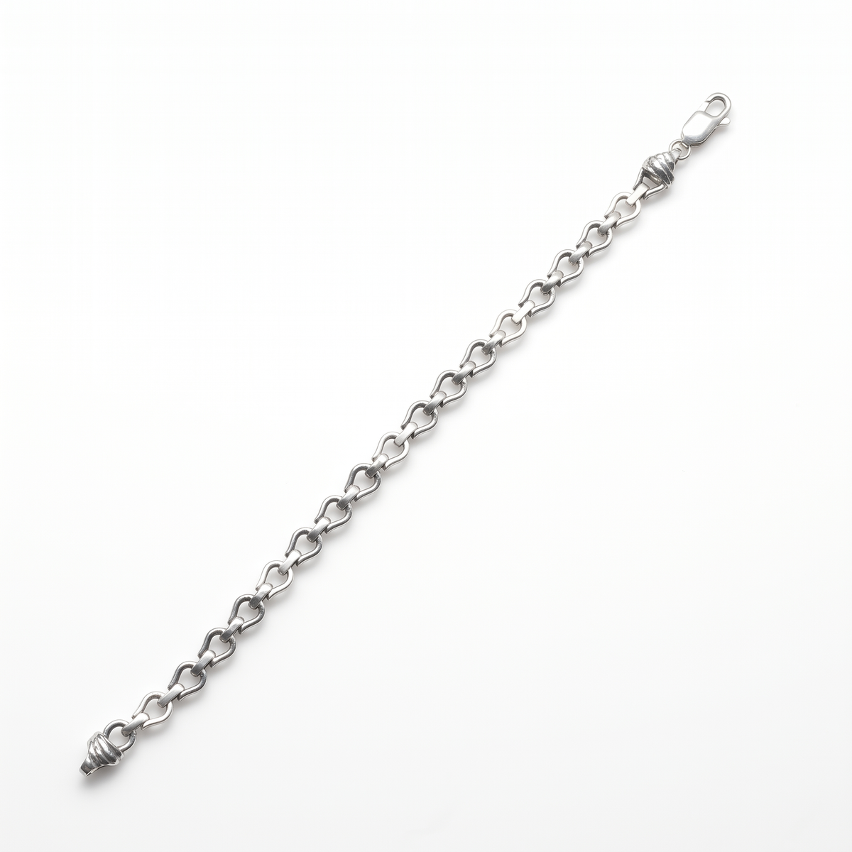 925 Silver Open heart link Men's Bracelet